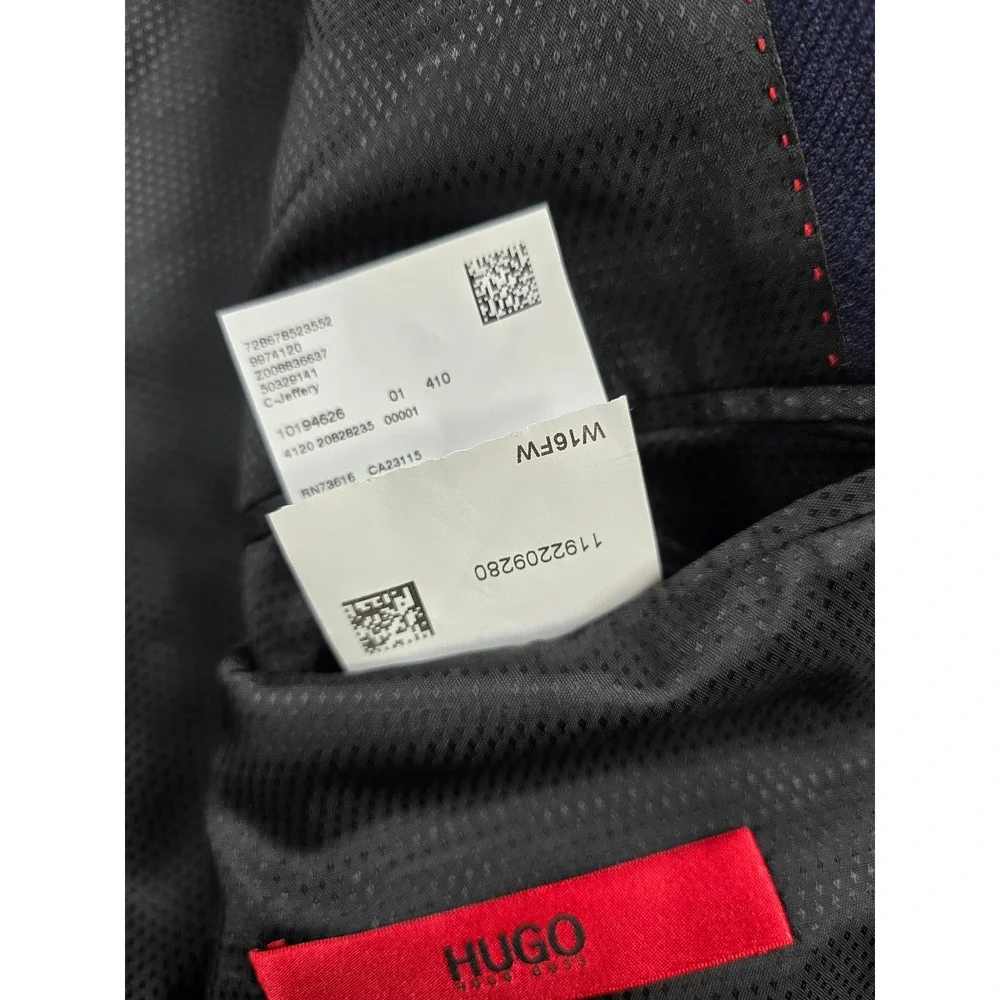 Hugo Boss Blazer Mens 46L 46 Navy Blue 100% Virgin Wool Jeffery Sport Coat
